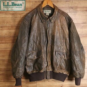 \1T/S2.8-1　70s～　ビンテージ　米国製　L.L.Bean　エルエルビーン　レザーフライトジャケット　本革　レザージャケット　ヴィンテージ