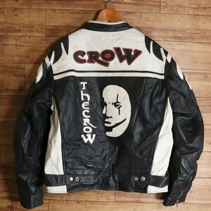 ?4T/S2.12-7　Thecrow　レーシングジャケット　本革　シングルライダース　Lサイズ　メンズレザージャケット　皮ジャン　革ジャン