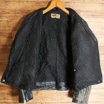 I7S/S2.13-4　70s~80s　ビンテージ　erbo　ダブルライダース　本革　レザージャケット　革ジャン　皮ジャン　RIESジッパー　50　ブラック_画像6