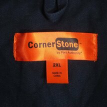 H9S/Y2.13-2　Corner Stone　ダック地　ワークジャケット　裏キルティング　企業ロゴ刺繍　メンズ　2XL　ビッグサイズ　ネイビー　古着_画像5