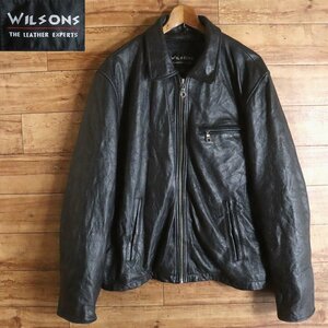 ％4T/Y2.1-2 　アメリカ古着　Wilsons　ウィルソン　シングルライダース　本革　レザージャケット　革ジャン　皮ジャン　Lサイズ