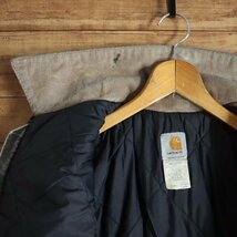 *3J/Y5.16-3　アメリカ製　90s　Carhartt　カーハート　ダック地　トラディショナルジャケット　ワークジャケット　L グレー　アメリカ古着_画像9