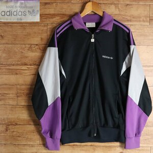 $1K/R2.19-2　80s　adidas　アディダス　トラックジャケット　ジャージ　ブルゾン　スポーツウェア　トレフォイル　メンズ