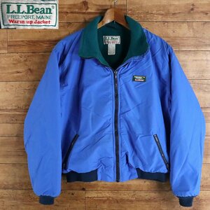 G9S/Y2.23-4　80s　USA製　L.L.Bean　エルエルビーン　ウォームアップジャケット　裏フリース　ナイロン　ジャンパー　ブルゾン　L　ブルー