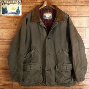 %1K/Y2.20-2　WOODSMAN A.T.A.　ハンティングジャケット　カバーオール　ワークジャケット　襟コーデュロイ　メンズ　XL