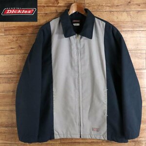 J6S/Y2.22-4　Dickies　ディッキーズ　ワークジャケット　裏キルティング　ジップアップ　ジャンパー　ブルゾン　ネイビー×グレー　古着