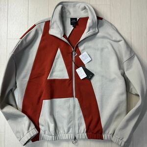 タグ付き新古品/M-L相当★アルマーニ/ARMANI EXCHANGE デカロゴ AX ダブルジップ ジャケット ブルゾン リング引手 メンズ ベージュ