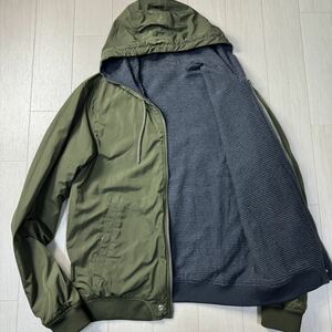 ほぼ未使用/XL-XXL相当★ディーゼル/DIESEL リバーシブル 凹凸ボーダー ワッフル調 ナイロンパーカー フーデットジャケット メンズ カーキ