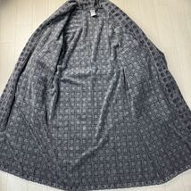 美品/Lサイズ★エルメス/HERMES 凹凸ブロックチェック 総柄 厚手 ショールカラー ガウンコート ロング丈 アウター ベロア調 メンズ グレー_画像7