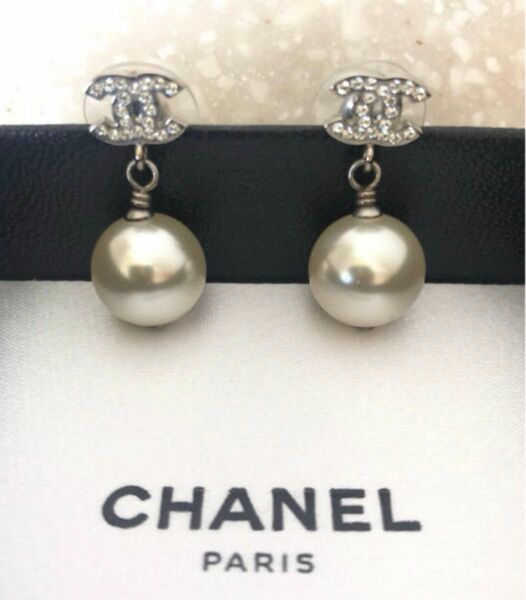 CHANEL ★美品★ シャネル ココマーク ピアス クリスタル パール