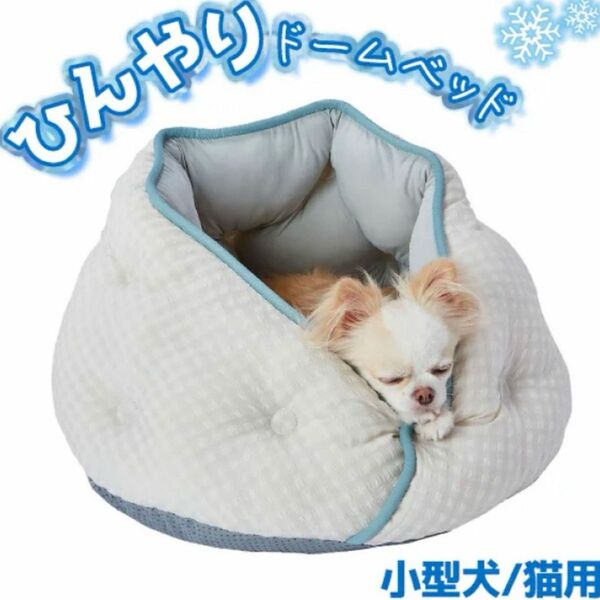 売り切り　新品　ペットベッド 猫用 小型犬用 ブルー 軽量　ひんやり　ドーム型 ねこ　いぬ