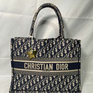 Christian Dior クリスチャン ディオール ブックトートトートバッグ ミディアム オブリーク ネイビー 箱付き 紙袋付き