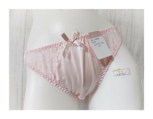 ★新品★ LL ショーツ 薄ピンク サイドレース 光沢 トリコット風 花柄 大きいサイズ フルバック