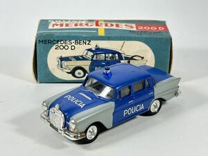 (s686) metosul MERCEDES BENZ 200D POLICIA POLIZEI No.9 メトスル ミニカー 当時物 