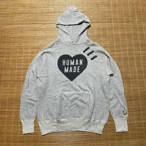 HUMAN MADE ヒューマンメイド ハートロゴ スウェット パーカー フーディー グレー L ダック 鴨 NIGO