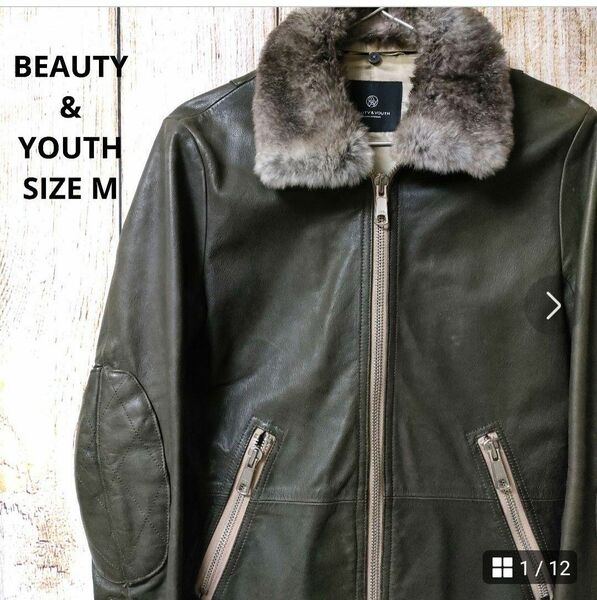 入手困難！BEAUTY＆YOUTH ラビットファー ラムレザージャケット M 