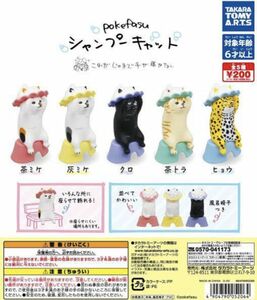 ポケファス pokefasu シャンプーキャット 全5種 ガチャ フルコンプ 茶ミケ 灰ミケ クロ 茶トラ ヒョウ