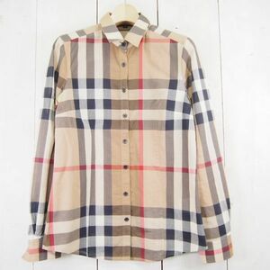 バーバリーロンドン BURBERRY LONDON ノバチェック柄長袖コットンシャツ(38)ベージュ/日本製