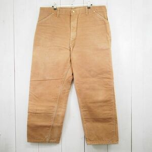 80s USA製 カーハート CARHARTT 100 YEARS 裏地キルティング ダックワークパンツ(42)カーキブラウン