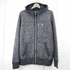 アバクロンビー＆フィッチ Abercrombie & Fitch フリースミックスニットジップパーカー(M)ブラックグレー