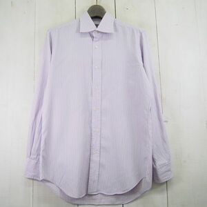 鎌倉シャツ Maker's Shirt Kamakura ストライプ柄コットンシャツ(39-83)パープル/日本製