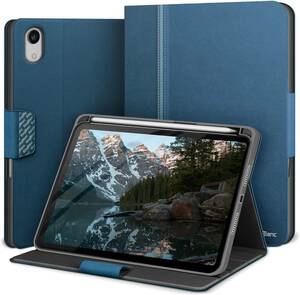 KingBlanc 新型 iPad mini6 ケース 2021 モデル 手帳型 ペンホルダー付き Apple Pencil2収納可能 オートスリープ・スタンド機能付き ブルー
