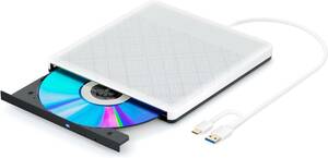 CD/DVDドライブ 外付け USB3.0 +Type-cポート付き ポータブル DVDプレイヤードライブ CD/DVD ディスク読み込み 書き込み 再生 プレイヤー