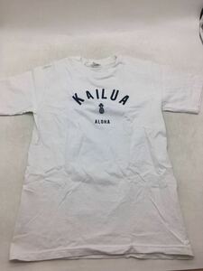 【1円スタート】ISLANDZION Tシャツ KAILUA ハワイT お土産 白T コレクション 古着 サイズS レディース USA DM0215L