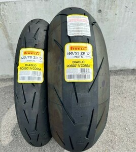 新品 ピレリ ディアブロ ロッソ 4 コルサ 22年製 120/70 ZR17 23年製 190/55 ZR17 DIABLO ROSSO4 CORSA 前後セット送料込 55,000円(190320)