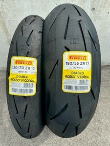 新品 ピレリ ディアブロ ロッソ 4 コルサ 22年製120/70 ZR17 23年製180/55 ZR17 DIABLO ROSSO4 CORSA 前後セット 送料込 53,000円 (180310)