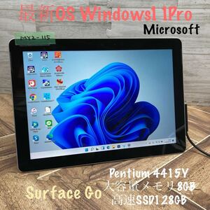 MY2-115 激安 OS Windows11Pro タブレットPC Microsoft Surface Go 1825 Pentium 4415Y メモリ8GB SSD128GB Bluetooth Office 中古
