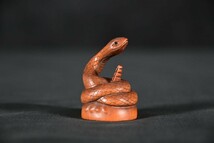 【古美術】蛇 根付 Netsuke 精密 彫刻 超絶技巧 彫塑 提げもの 提物 形彫 へび ヘビ とぐろ_画像1