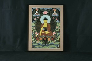 Art hand Auction 【骨董品】チベット 仏教美術 仏画 布地 額装 壁掛け インテリア 店舗 ディスプレイ 壁飾り, 美術品, 絵画, その他