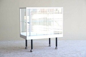 [.... beautiful goods ] glass showcase display shelf display case collection case sliding door display case store with casters 