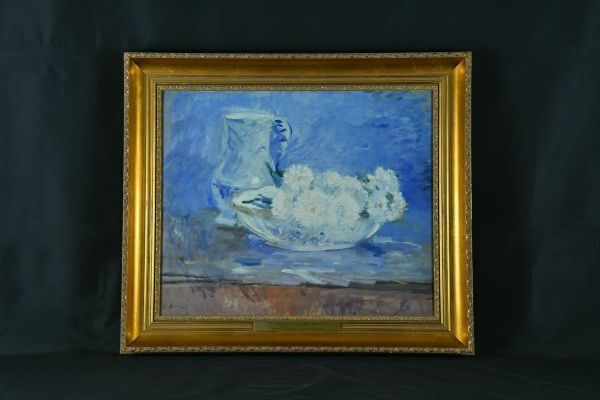 [عنصر جميل] لوحة مستنسخة من Berthe Morisot مزهرية زهرة الحياة باللون الأبيض والأزرق Manet معلقة على الحائط داخل المتجر عرض ديكور الحائط الانطباعية Berthe Morisot, تلوين, طلاء زيتي, باق على قيد الحياة