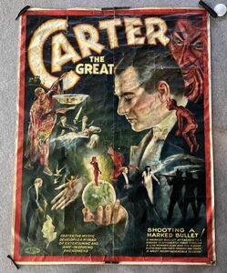 【珍品】特大ヴィンテージポスター CARTER THE GREAT チャールズ　ジョセフ　カーター　アメリカ　舞台魔術師　マジシャン