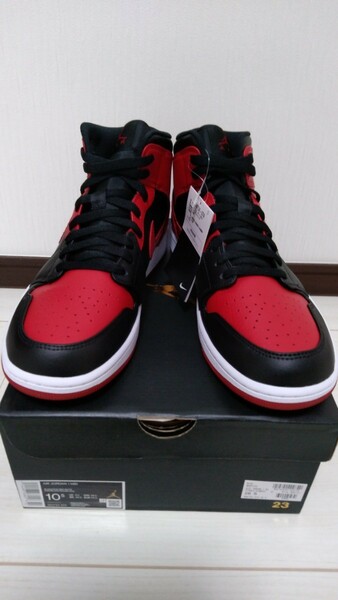 28.5cm Nike air Jordan 1 mid black gym red white bred ナイキ エアジョーダン1 ミッド ブレッド 赤黒　US10.5 ABCマート購入 送料無料