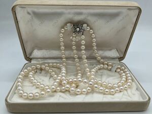 真珠 パール 2連 ネックレス アクセサリー 総重量約106.2g 留め具 SILVER刻印有り 冠婚葬祭 パールネックレス ケース付き 2連ネックレス