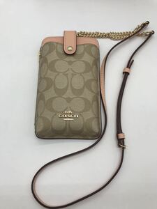 COACH コーチ スマホショルダーバッグ スマホポーチ 携帯ポーチ ベージュピンク 袋、箱付き