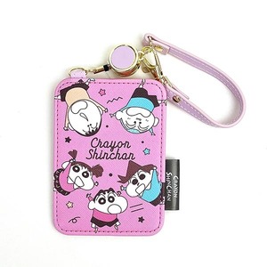  Crayon Shin-chan reel attaching pass case ticket holder commuting going to school pink 