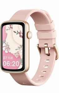 スマートウォッチ レディース リストバンド 型 腕時計 iPhone/Android対応 Smart Watch 着信通知 女子生理サイクル記録 IP68防水 ピンク