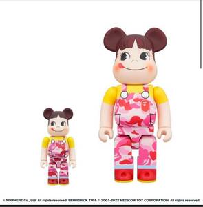 新品未開封　不二家 BE@RBRICK BAPE ペコちゃん 100％ & 400％（ピンク）MEDICOM TOY ベアブリック メディコムトイ