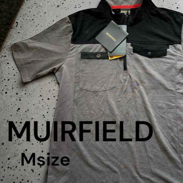 新品未使用品　MUIRFIELD メンズ ポロシャツ M グレー 半袖 ゴルフ 半袖ポロシャツ GOLF ポロシャツ 乾 ブラック