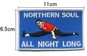 ■【ワッペン】ノーザン・ソウル NORTHERN Soul ALL NIGHT LONG イギリス モッド ロンドン レアな刺繍ワッペン アイロン接着