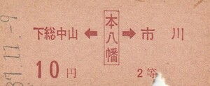 N015.両矢式　下総中山←総武本線　本八幡→市川　2等　37.11.9