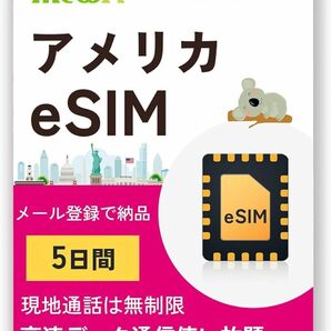 アメリカ eSIM 5日間 T-mobile 高速データ通信無制限使い放題 現地通話は無制限 アメリカSIMカード ハワイSIM