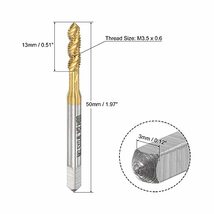 螺旋フルートねじ切りタップ M3.5 x 0.6メトリック HSS (高速度鋼) チタンメッキ 小ねじタップ 3フルートタッピングツール_画像2