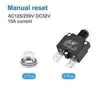 回路過負荷ほご装置 15A AC125/250V DC32V 押しボタン式 サーマルサーキットブレーカ エアコンプレッサー用 防水キャップ付き_画像3