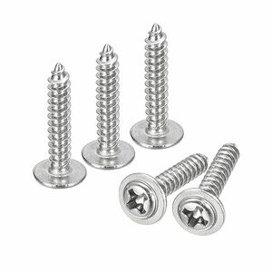 フィリップスパンヘッドタッピンねじ ワッシャー付き ST3x16x7 mm 304ステンレス鋼 木ねじ 全ねじ 100個