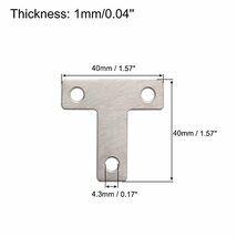 T形ブラケット 40x40x1mm ステンレス鋼 フラットパネル 連結ファスナー 家具構造 ネジ付き シルバートーン_画像2